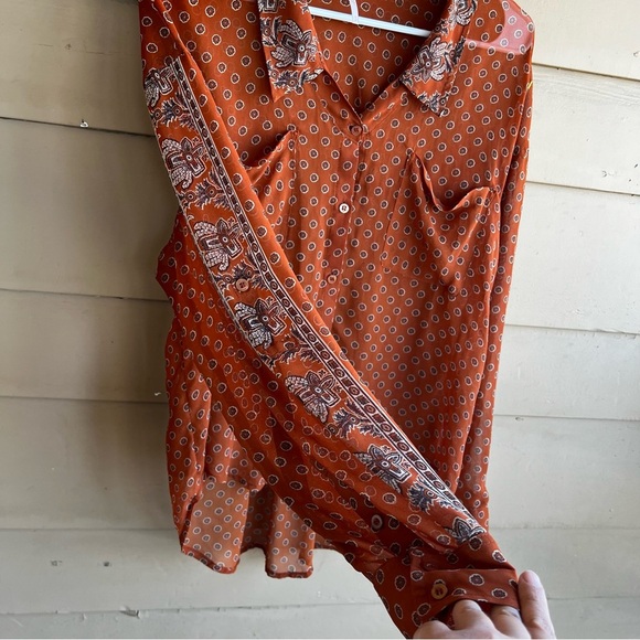 Free People Oversized Sheer Boho Button Down Shirt - Size Small - Picture 3 of 6